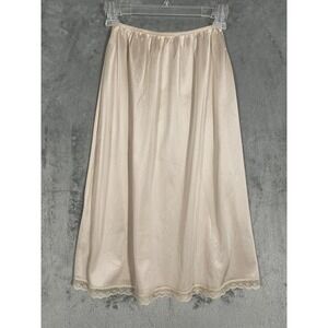 Vintage Warners Half Slip Skirt Sz M Pinkish Beige Perfect Measure Lace 27 Inch